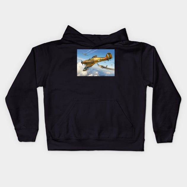 Hawker Hurricane Defender Kids Hoodie by Aircraft.Lover